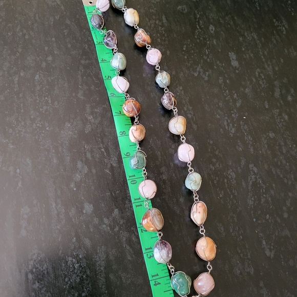 Vintage Chunky polished quartz wire wrapped statement necklace - Picture 7 of 7